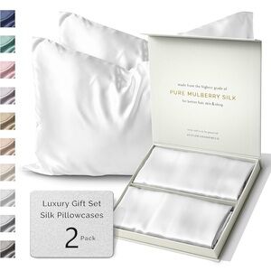 SundaySilks Standard White Silk Pillowcase Set of 2